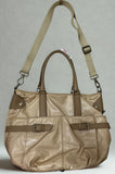 TODS Beige Coated Canvas Leather Trim Cargo Crossbody BAG