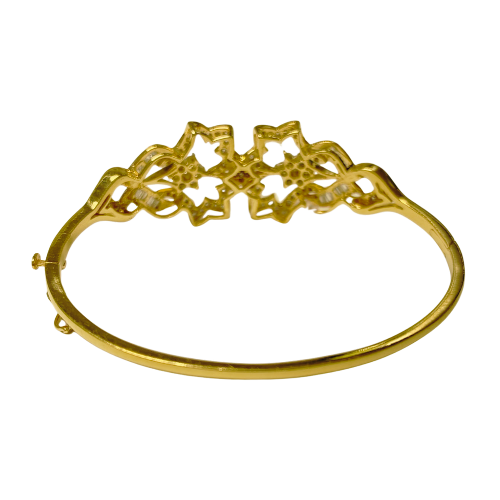 18KYG Diamond Studded Rigid Bangle Bracelet 16.0GM