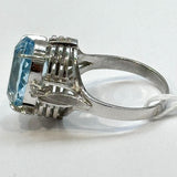 PT900 Aquamarine And Diamond Ring