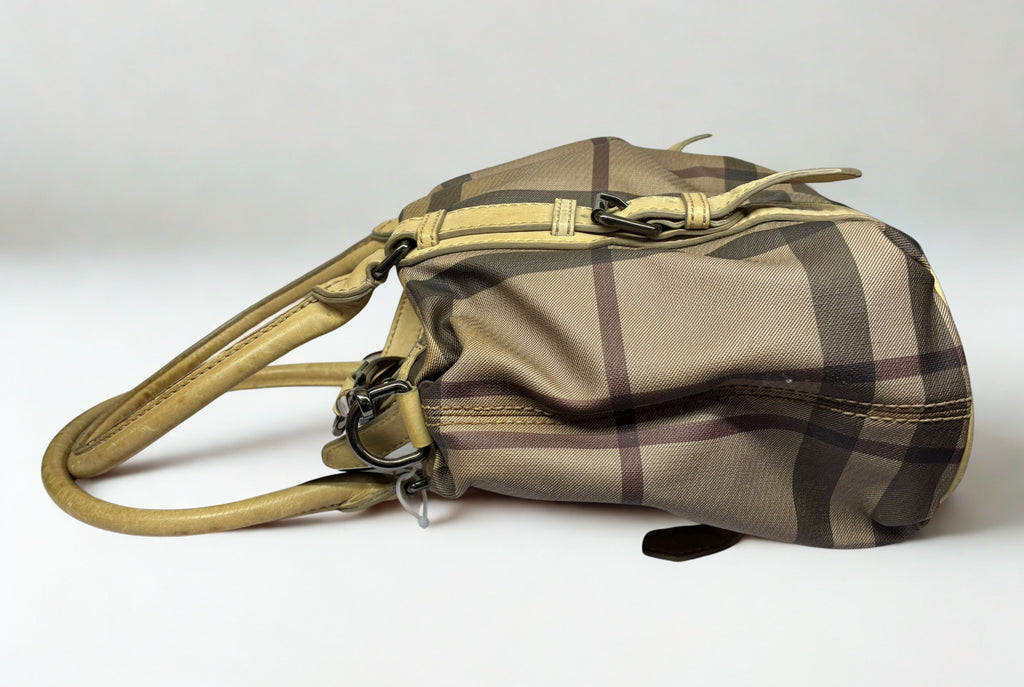 Burberry Smoked Check Coated Canvas Northfield Tote Bag Beige And Brown