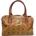 MCM Cognac Visetos Boston Bag