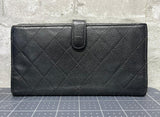 Chanel Classic Flap Long Wallet Black Caviar Leather Gold Tone Hardware