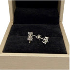 750 White Gold Princess Cut Natural Diamond Earring