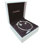 Pandora Moments Bangle Bracelet Sterling Silver With 3 Charms