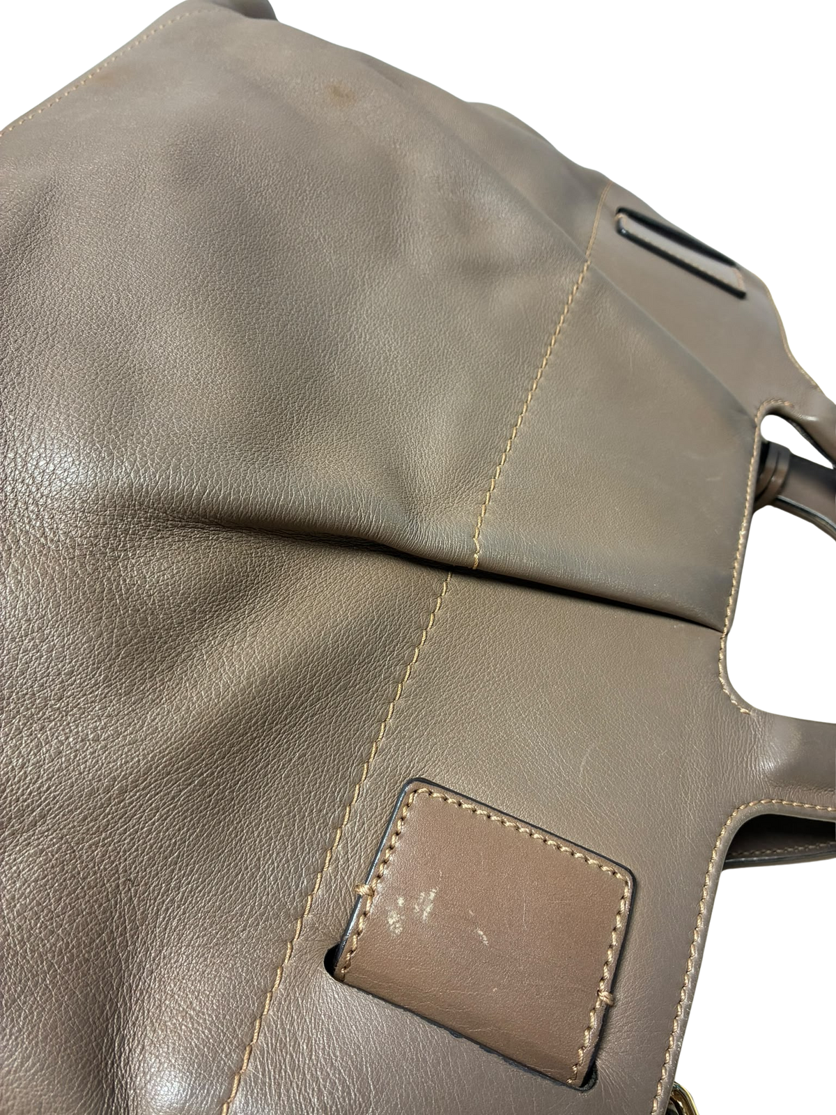 Salvatore Ferragamo Top Handle Bag Taupe Leather Large