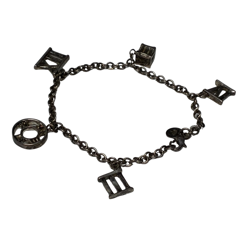 Tiffany And Co Atlas Collection 5 Charm Bracelet 11.1GM
