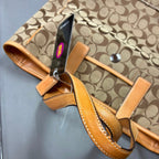 COACH 7069 Signature Canvas Leather Tote Bag