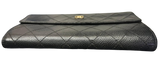 Chanel Classic Flap Long Wallet Black Caviar Leather Gold Tone Hardware