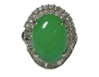PT900 Jade With Diamonds Ring 15.15G Size 11