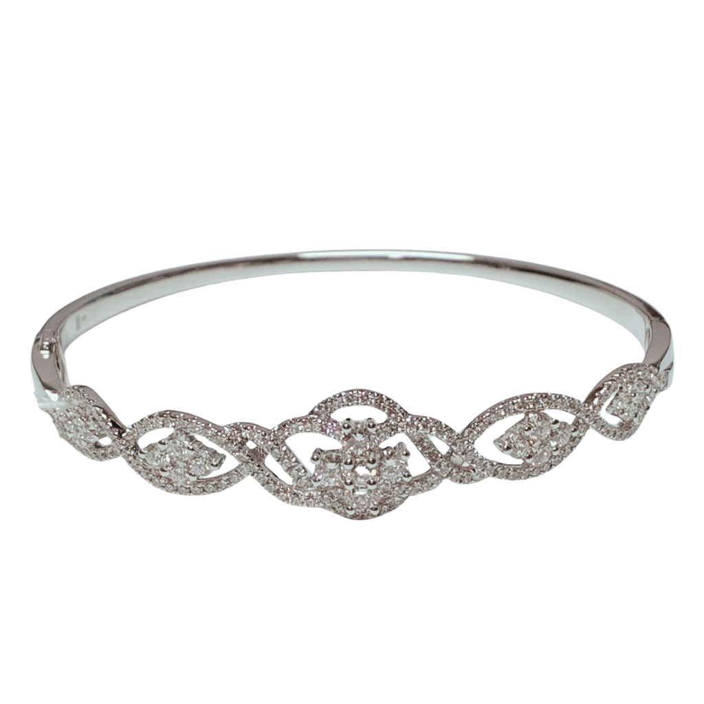 750WG Diamond Cluster Bangle 13GRAM