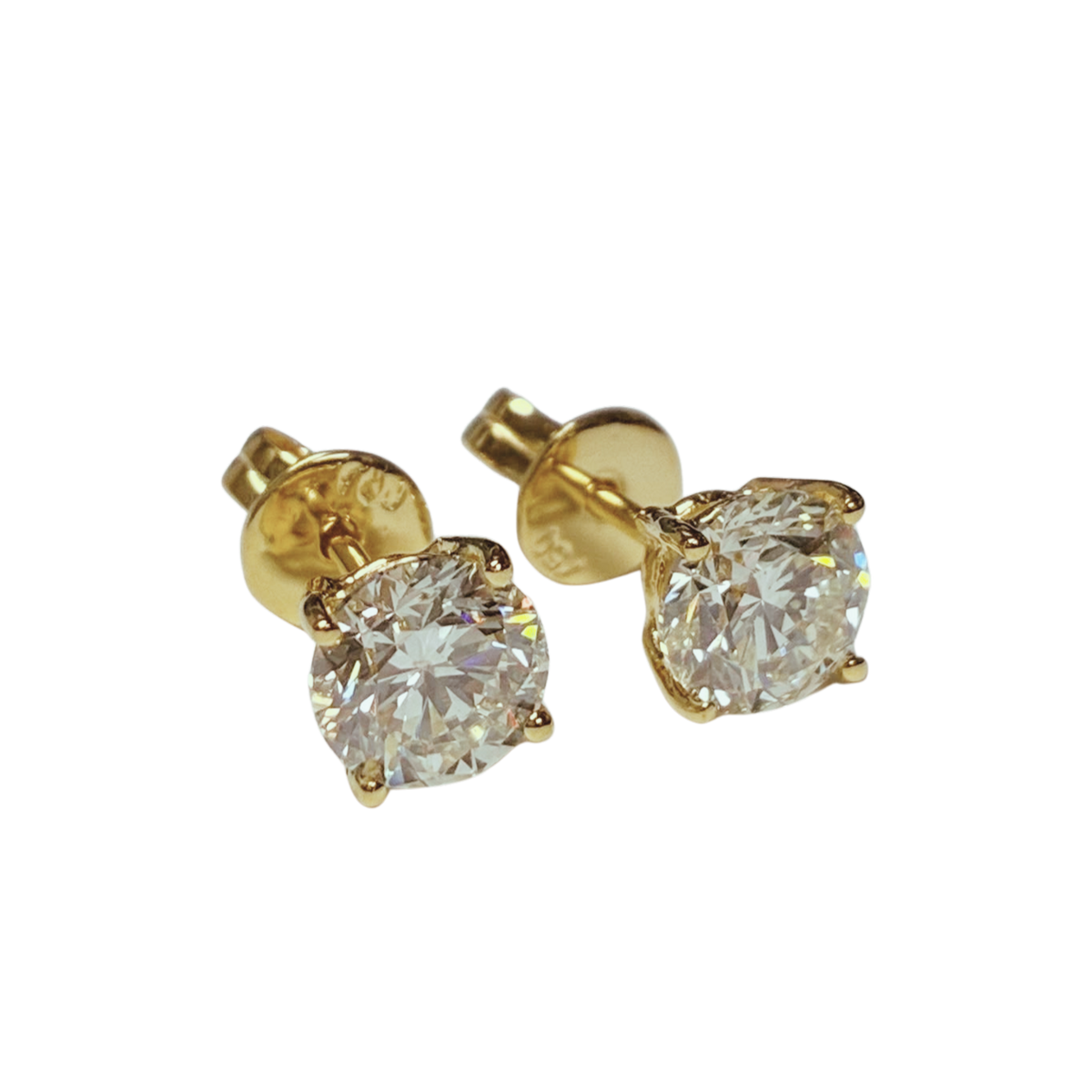 18KYG Brilliant Cut Diamond Earrings 1.75GM