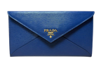 Prada 1MF175 Vitello Move Leather Envelope Wallet With Flap Bluette