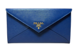Prada 1MF175 Vitello Move Leather Envelope Wallet With Flap Bluette