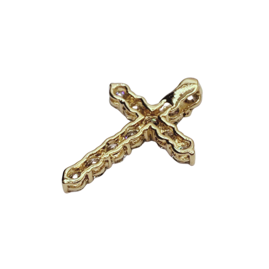 750YG Round Brilliant Cut Diamonds Cross Pendant Set 0.5G