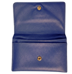Prada Saffiano Metal Leather Compact Wallet Royal Blue