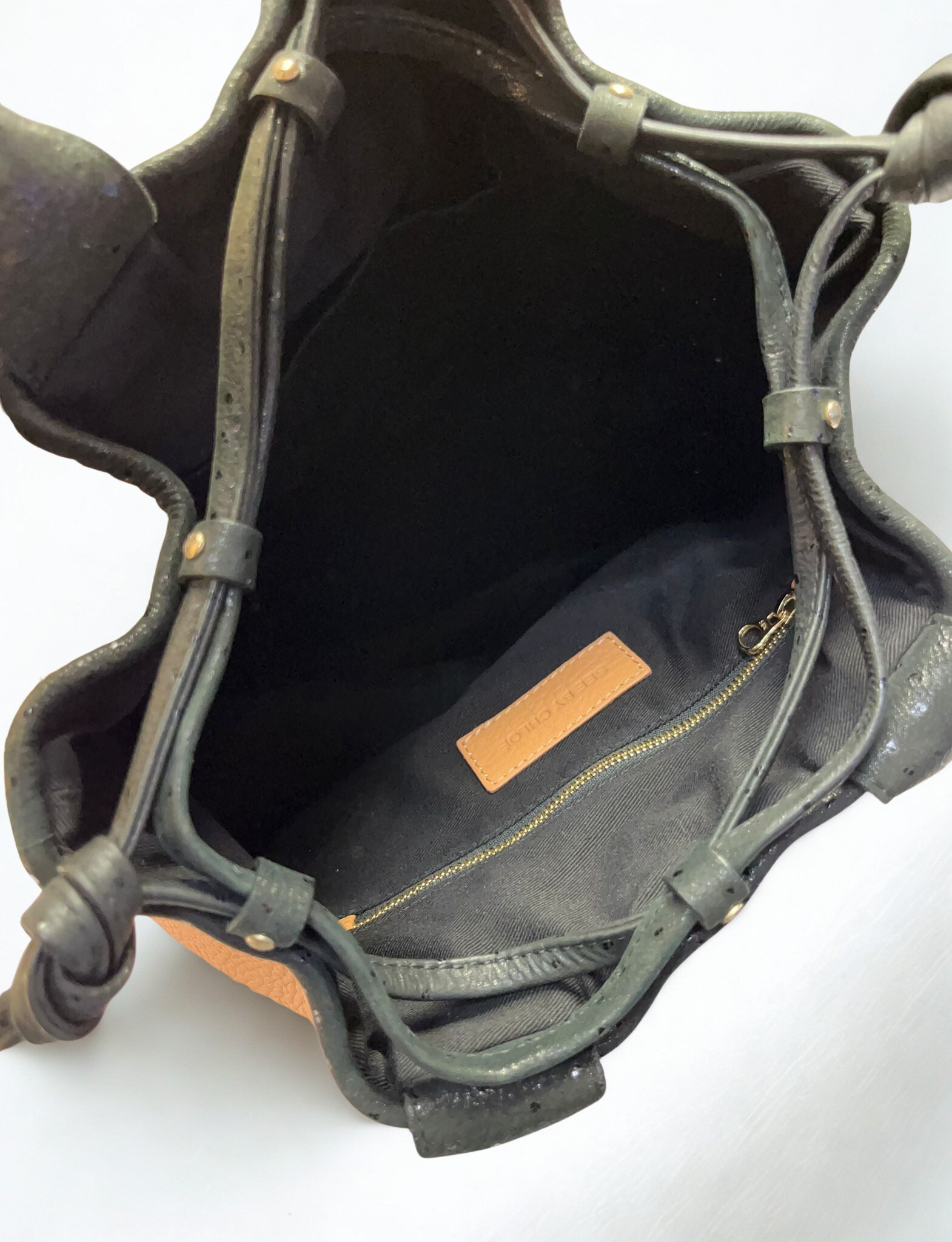 See by Chloe Pebbled Leather Bucket Drawstring Handbag