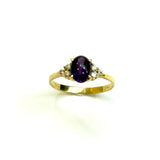 Amethyst & Cubic Zirconia Yellow Gold Ring