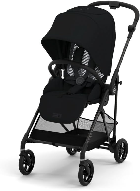 CYBEX Melio 3 Carbon Ultra-Lightweight Stroller - Compact Full-Size, Reversible Seat, One Hand Fold, Travel System Ready, for 6 Months+ - Moon Black Main image
