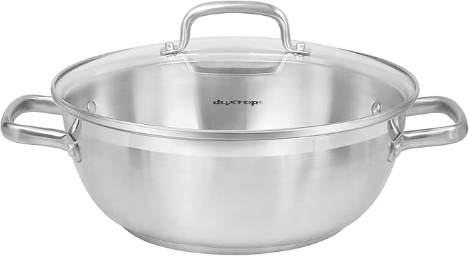 Duxtop Professional Stainless Steel Cooking Pot, 5.7-Quart Stock Pot with Glass Lid, Impact-bonded Technology Main image