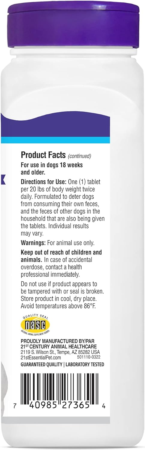 Pet Stool Eating Deterrent Chewable Tablet Savory Flavor 75 Chewables