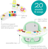 Infantino Music & Lights 3-in-1 Discovery Seat and Booster - Convertible Booster, Infant Activity Seat and Feeding Seat with Electronic Piano for Sensory Exploration, for Babies and Toddlers, Mint