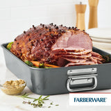 Farberware Nonstick Bakeware Roaster with Steel Rack, Gray, 11 by 15-Inch