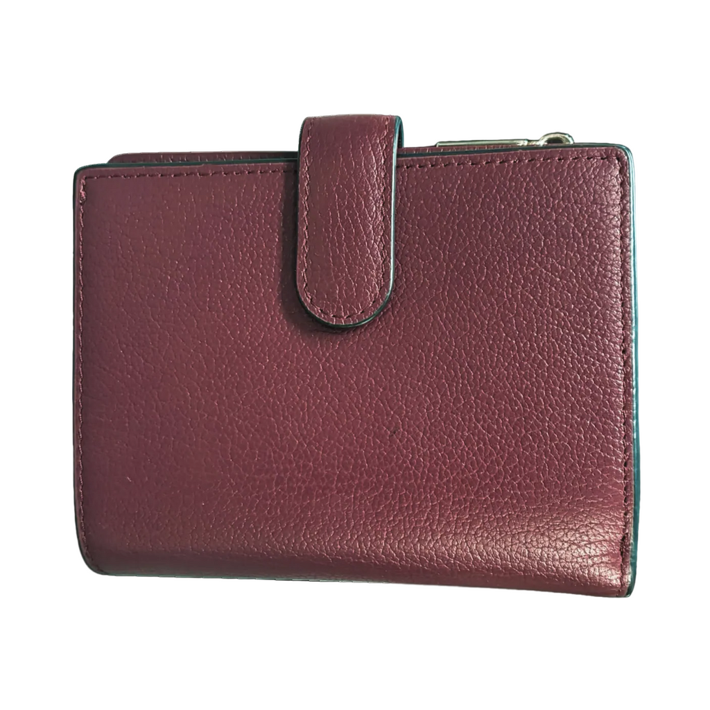 FION Pebbled Leather BiFold Wallet Raspberry
