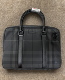 Burberry Charcoal Check Briefcase Document Bag