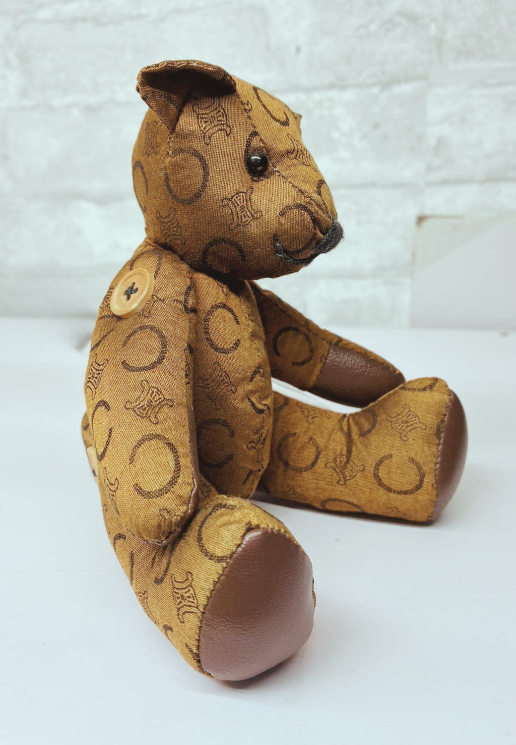 Celine Macadam Canvas And Leather Teddy Bear Stuffed Animal