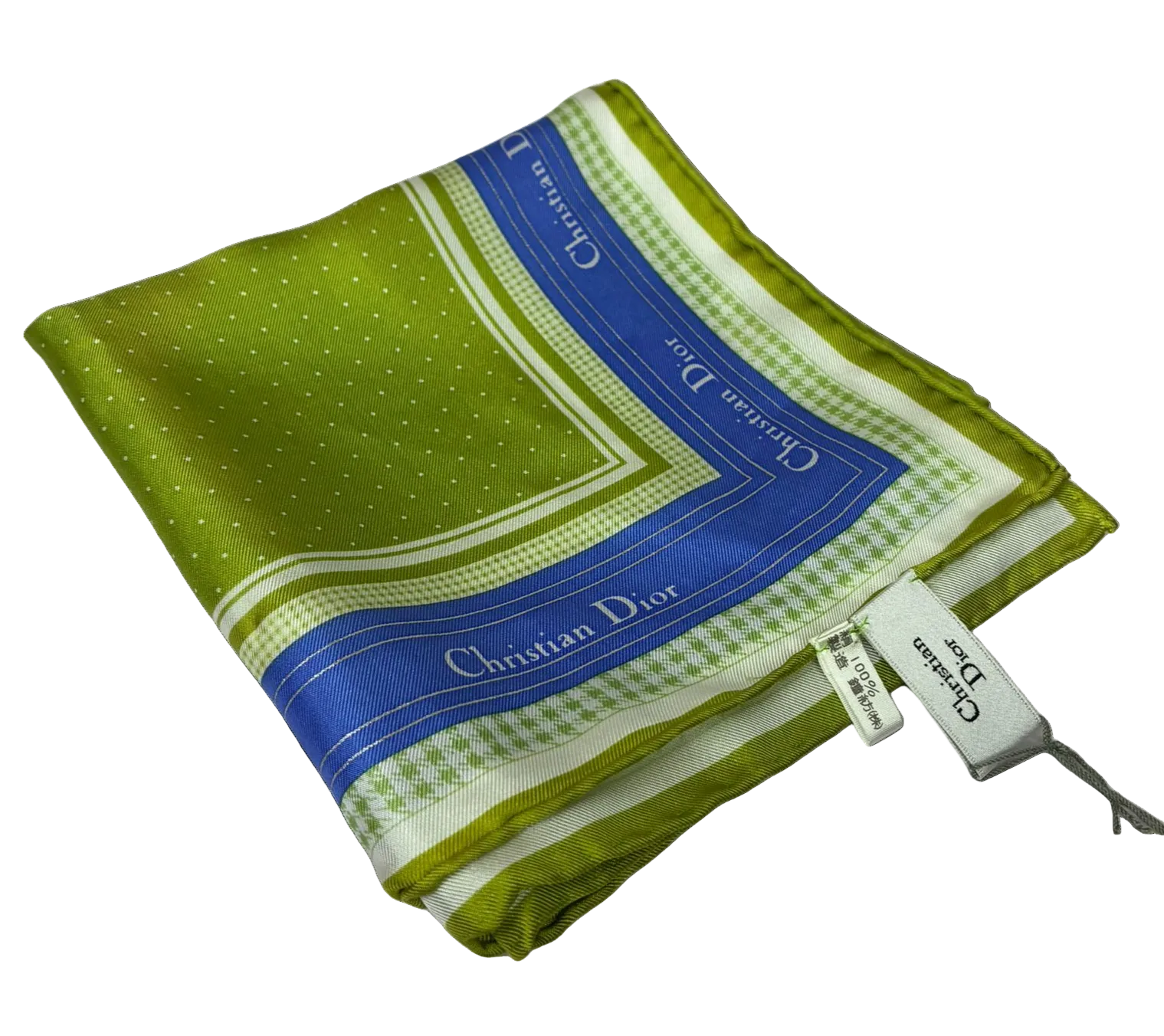 Christian Dior Silk Handkerchief Scarf Green Yellow Blue 57cm X 57cm Main image