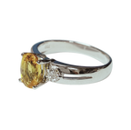 18KWG Oval Cut Yellow Sapphire And Diamond Ring 4.3GM