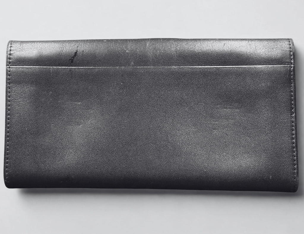 Toscano Black Genuine Leather Long Wallet