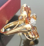 PT900/18KYG Citrine Diamond Ring