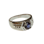 9KWG Mens Blue Sapphire And Diamond Ring 5.8GM