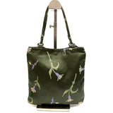 Prada, Thistle Pattern Green Tote Bag