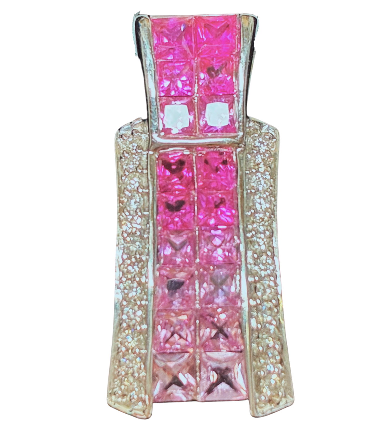 18K WG Pink Sapphire Ruby And Diamond Pendant 4.1G Main image