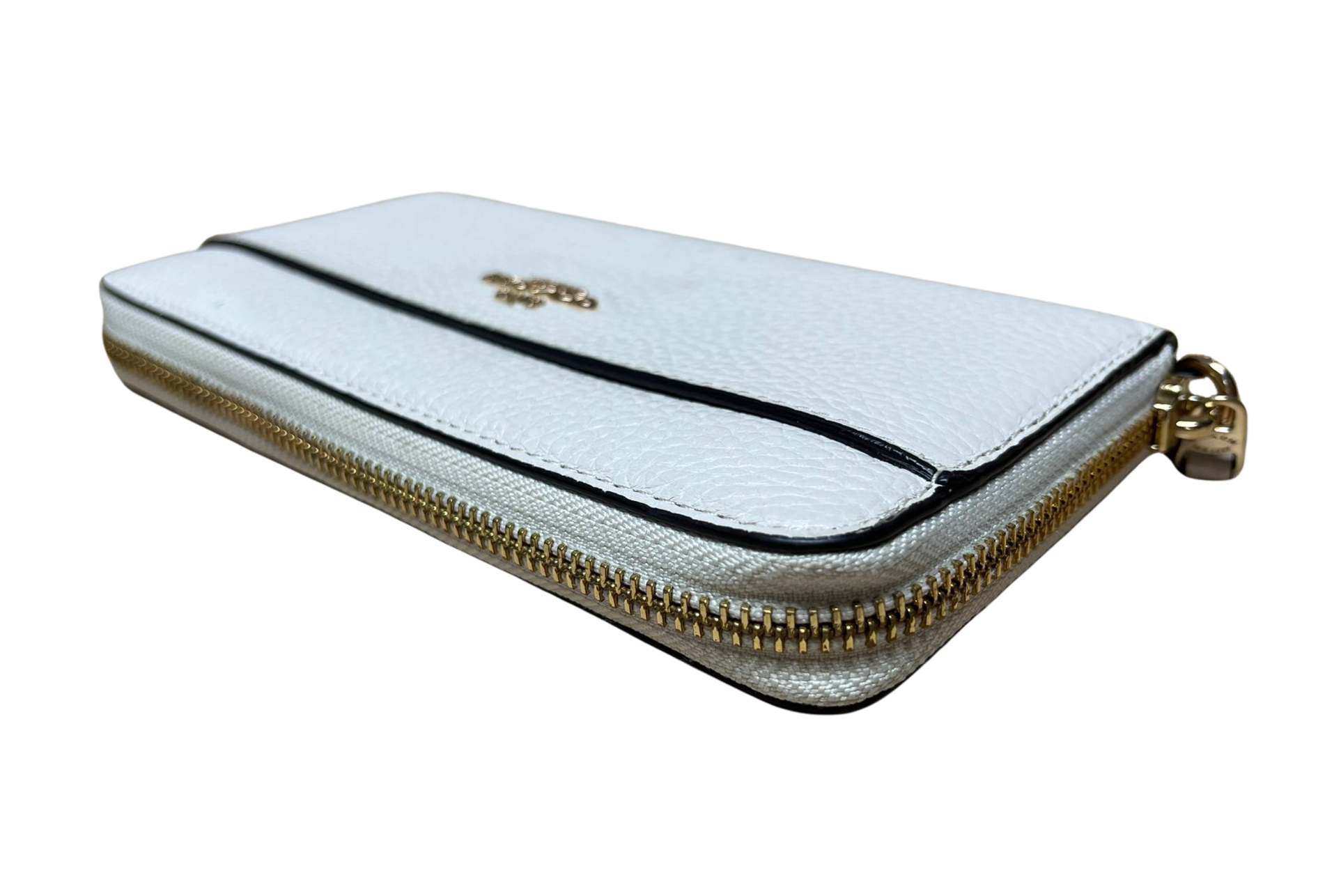 Coach Wallet Accordion Zip Pebble Leather Off White