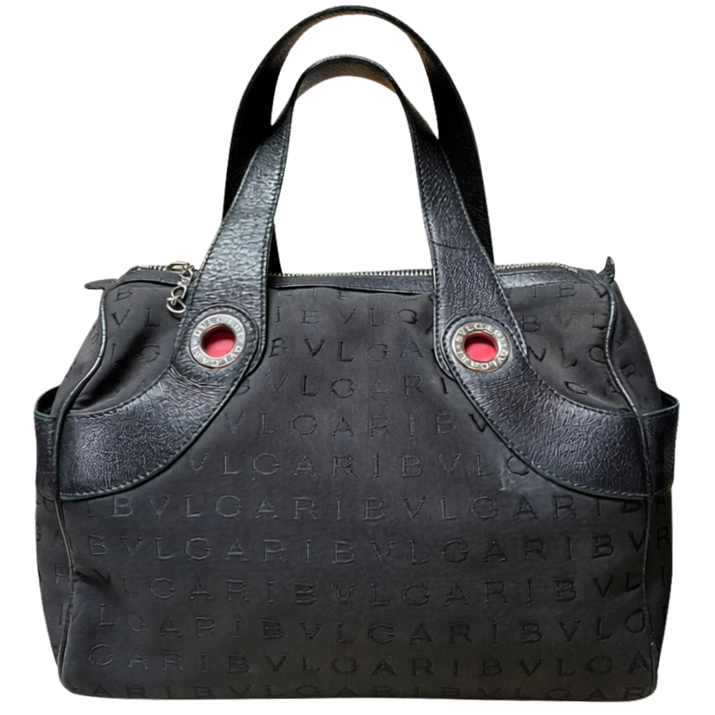 BVLGARI Logomania Canvas And Leather Mini Boston Handbag