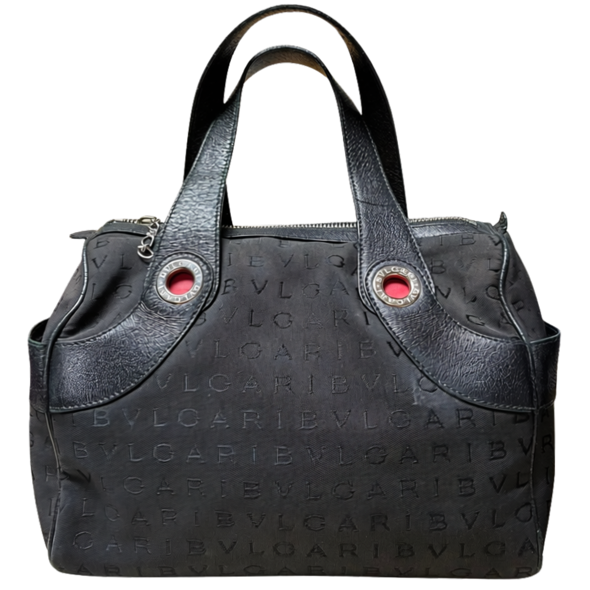 BVLGARI Logomania Canvas And Leather Mini Boston Handbag