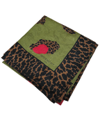 Givenchy Silk Scarf  Olive Green Leopard Print Design 102CM X 102CM