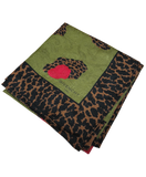 Givenchy Silk Scarf  Olive Green Leopard Print Design 102CM X 102CM