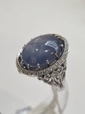 Blue Star Sapphire Diamond Ring