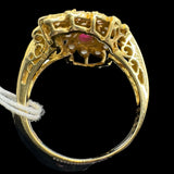 Ruby Ladies' Ring 18K Yellow Gold Ruby=0.2 & 22 Diamonds=0.5 / 4.9grm