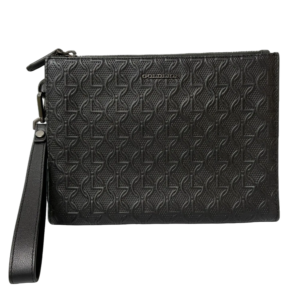 Goldlion Monogram Embossed Wristlet Pouch Clutch Bag