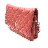 Chanel, Red Quilted Lambskin Leather Classic WOC