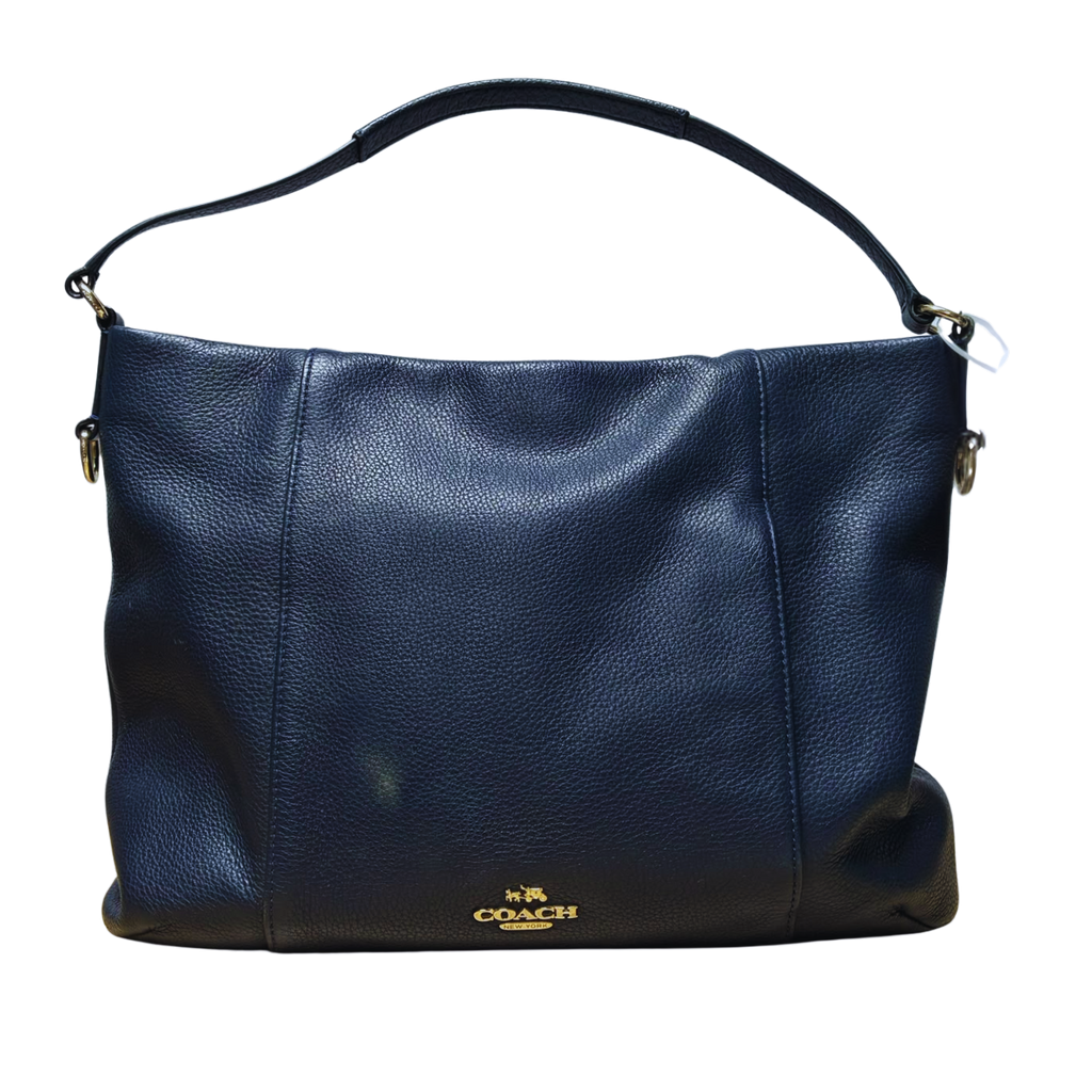 Coach 35809 East/West Isabelle Pebbled Leather Hobo Bag Navy Blue