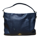 Coach 35809 East/West Isabelle Pebbled Leather Hobo Bag Navy Blue