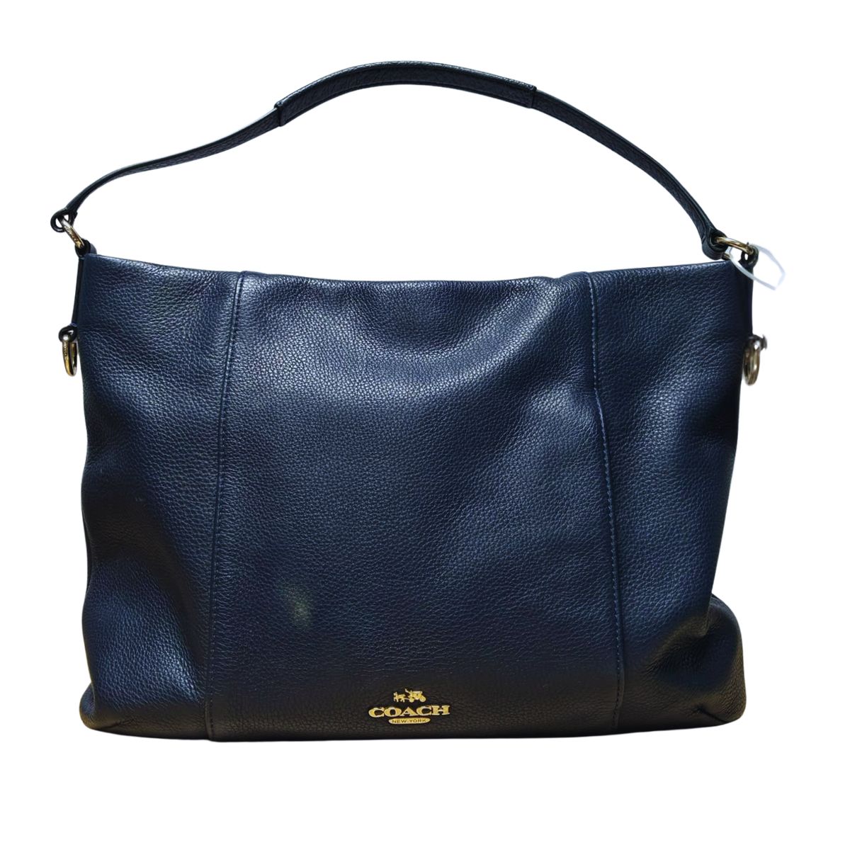 Coach 35809 East/West Isabelle Pebbled Leather Hobo Bag Navy Blue
