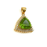 18KYG Natural Peridot & Diamond Pendant