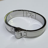 Hermès Charniere White Enamel Silver Bangle